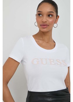 Guess t-shirt PONY HAIR damski kolor biały W4RI45 J1314 ze sklepu ANSWEAR.com w kategorii Bluzki damskie - zdjęcie 166685838