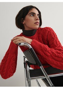 Reserved - Sweter w warkoczowy splot - czerwony ze sklepu Reserved w kategorii Swetry damskie - zdjęcie 166689059