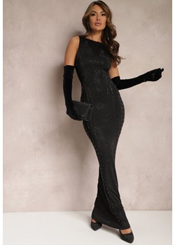 Czarno-Srebrna Taliowana Sukienka Maxi na Ramiączkach w Cekiny Lavarra ze sklepu Renee odzież w kategorii Sukienki - zdjęcie 166689999