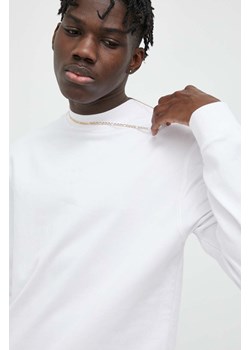 Samsoe Samsoe bluza bawełniana męska kolor biały gładka ze sklepu PRM w kategorii Bluzy męskie - zdjęcie 166690156