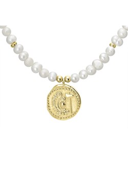 Elegancki perłowy naszyjnik z pozłacaną antyczną monetą ze sklepu manoki.pl w kategorii Naszyjniki - zdjęcie 166692699
