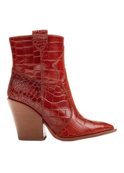Marco Shoes Botki damskie kowbojki z naturalnej skóry z tłoczeniem brązowe ze sklepu ButyModne.pl w kategorii Botki - zdjęcie 166693867