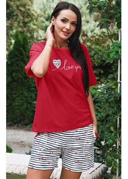 Piżama damska z krótkim rękawem czerwona Korfu, Kolor czerwony-wzór, Rozmiar S, Italian Fashion ze sklepu Primodo w kategorii Piżamy damskie - zdjęcie 166696166