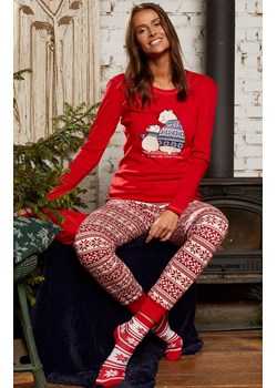 Piżama damska świąteczna z długim rękawem i długimi nogawkami czerwona Arktyka, Kolor czerwony-wzór, Rozmiar S, Italian Fashion ze sklepu Primodo w kategorii Piżamy damskie - zdjęcie 166696348