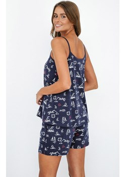 Piżama damska na wąskie ramiączka i krótkie nogawki Marina, Kolor granatowy-wzór, Rozmiar S, Italian Fashion ze sklepu Primodo w kategorii Piżamy damskie - zdjęcie 166696715