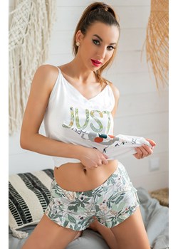 Wzorzysta piżama damska z krótkimi spodenkami Phasco White 2413, Kolor biały, Rozmiar L/XL, LivCo Corsetti Fashion ze sklepu Primodo w kategorii Piżamy damskie - zdjęcie 166697147