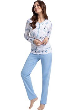 Luna bawełniana piżama damska biało niebieska w orientalne kwiaty 650, Kolor biało-niebieski, Rozmiar M, Luna ze sklepu Primodo w kategorii Piżamy damskie - zdjęcie 166697236