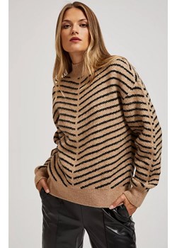 Sweter damski w paski Z-SW-4226, Kolor beżowo-czarny, Rozmiar XS, Moodo ze sklepu Primodo w kategorii Swetry damskie - zdjęcie 166697515