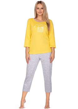 Bawełniana piżama damska żółto-szara 638, Kolor żółto-szary, Rozmiar L, Regina ze sklepu Primodo w kategorii Piżamy damskie - zdjęcie 166697628