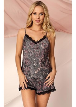 Piżama satynowa INDIA krótkie spodenki i koszulka, Kolor czarno-różowy, Rozmiar M, Unikat ze sklepu Primodo w kategorii Piżamy damskie - zdjęcie 166698047