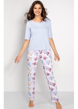 Piżama damska dwuczęściowa z kwiatowym motywem Charming, Kolor niebieski-wzór, Rozmiar M, Momenti per me ze sklepu Primodo w kategorii Piżamy damskie - zdjęcie 166698067