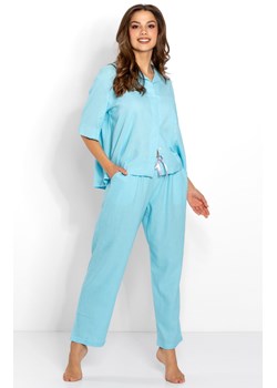 Piżama damska z lnu Bounty Blue, Kolor błękitny, Rozmiar S, Momenti per me ze sklepu Primodo w kategorii Piżamy damskie - zdjęcie 166698096