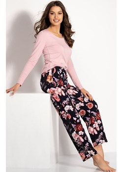 Piżama damska dwuczęściowa z kwiatowym wzorem Chance, Kolor różowo-granatowy, Rozmiar S, Momenti per me ze sklepu Primodo w kategorii Piżamy damskie - zdjęcie 166698109