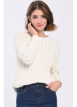 Długi sweter damski kremowy S-Lana, Kolor kremowy, Rozmiar XS, Volcano ze sklepu Primodo w kategorii Swetry damskie - zdjęcie 166698276
