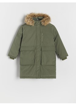 Reserved - Płaszcz z futerkiem - zielony ze sklepu Reserved w kategorii Kurtki dziewczęce - zdjęcie 166759908