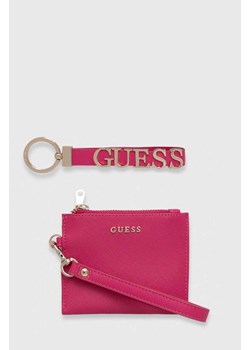 Guess portfel damski kolor różowy ze sklepu ANSWEAR.com w kategorii Portfele damskie - zdjęcie 166764297