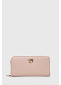Pinko portfel skórzany kolor różowy 100250.A0F1 ze sklepu ANSWEAR.com w kategorii Portfele damskie - zdjęcie 166766636