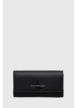 Calvin Klein Jeans portfel damski kolor czarny ze sklepu ANSWEAR.com w kategorii Portfele damskie - zdjęcie 166767756