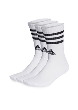 Skarpety wysokie unisex adidas 3-Stripes Cushioned Crew Socks 3 Pairs HT3458 Biały ze sklepu eobuwie.pl w kategorii Skarpetki męskie - zdjęcie 166769739