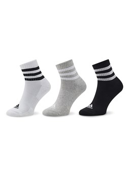 Skarpety Niskie Unisex adidas 3-Stripes Cushioned Sportswear Mid-Cut Socks 3 Pairs IC1318 Szary ze sklepu eobuwie.pl w kategorii Skarpetki dziecięce - zdjęcie 166771336