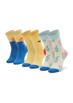 Zestaw 3 par wysokich skarpet dziecięcych Happy Socks XKTRA08-2000 Niebieski ze sklepu eobuwie.pl w kategorii Skarpetki dziecięce - zdjęcie 166789726