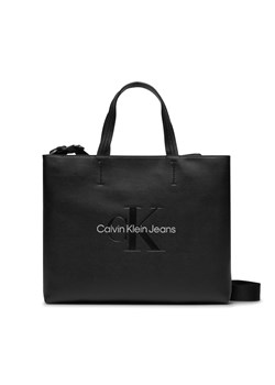Torebka Calvin Klein Jeans Sculpted Mini Slim Tote26 Mono K60K611547 Black/Metallic Logo 0GL ze sklepu eobuwie.pl w kategorii Torby Shopper bag - zdjęcie 166800426
