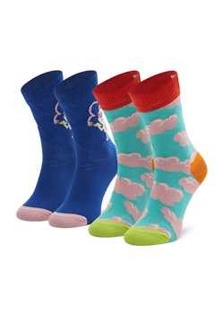 Zestaw 2 par wysokich skarpet dziecięcych Happy Socks KCLO02-6300 Kolorowy ze sklepu eobuwie.pl w kategorii Skarpetki dziecięce - zdjęcie 166836617