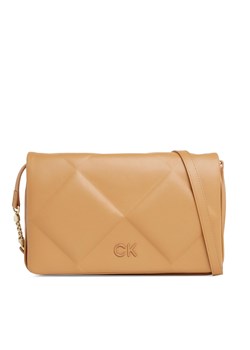 Torebka Calvin Klein Re-Lock Quilt Shoulder Bag K60K611021 Brązowy ze sklepu eobuwie.pl w kategorii Listonoszki - zdjęcie 166881735