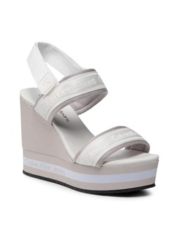 Sandały Calvin Klein Jeans Wedge Sandal Sling Pes YW0YW00572 Bright White YAF ze sklepu eobuwie.pl w kategorii Sandały damskie - zdjęcie 166885887