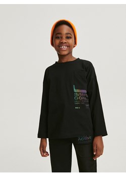 Reserved - Longsleeve oversize z kieszenią - czarny ze sklepu Reserved w kategorii T-shirty chłopięce - zdjęcie 166888466