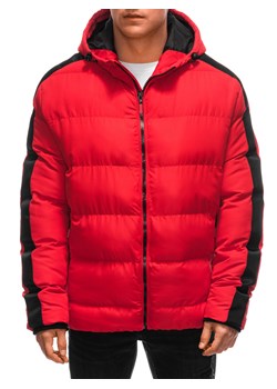 Kurtka męska zimowa pikowana - czerwona V2 EM-JAHP-0101 ze sklepu Edoti w kategorii Kurtki męskie - zdjęcie 166889988