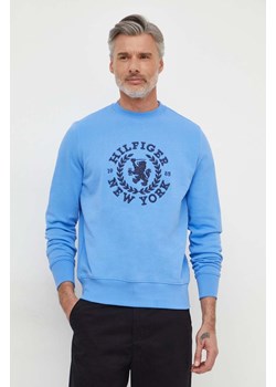 Tommy Hilfiger bluza bawełniana męska kolor niebieski z aplikacją MW0MW33651 ze sklepu ANSWEAR.com w kategorii Bluzy męskie - zdjęcie 166928987