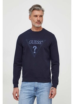 Guess bluza męska kolor granatowy z aplikacją M4RQ15 KBK32 ze sklepu ANSWEAR.com w kategorii Bluzy męskie - zdjęcie 166929007