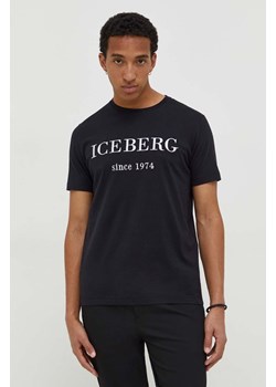 Iceberg t-shirt bawełniany męski kolor czarny z nadrukiem ze sklepu ANSWEAR.com w kategorii T-shirty męskie - zdjęcie 166929468