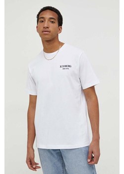 Iceberg t-shirt bawełniany męski kolor biały z nadrukiem ze sklepu ANSWEAR.com w kategorii T-shirty męskie - zdjęcie 166929478