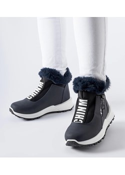 Granatowe ocieplane wysokie sneakersy Oneglia ze sklepu gemre w kategorii Śniegowce damskie - zdjęcie 166930176