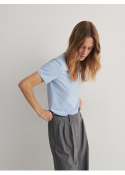 Reserved - T-shirt slim fit - jasnoniebieski ze sklepu Reserved w kategorii Bluzki damskie - zdjęcie 166932778
