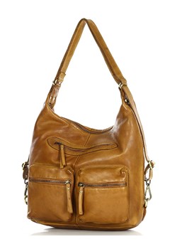 Torebka plecak 2w1 skóra naturalna  - MARCO MAZZINI smooth brąz karmel ze sklepu Verostilo w kategorii Torby Shopper bag - zdjęcie 166935998