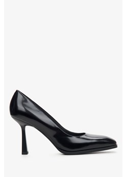 Estro: Czarne buty na obcasie ze skóry naturalnej ze sklepu Estro w kategorii Czółenka - zdjęcie 166937816