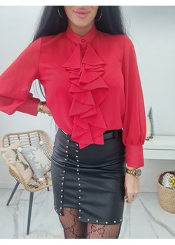 elegancka damska  bluzka koszula fiesta z żabotem - czerwona ze sklepu STYLOWO w kategorii Bluzki damskie - zdjęcie 166940005