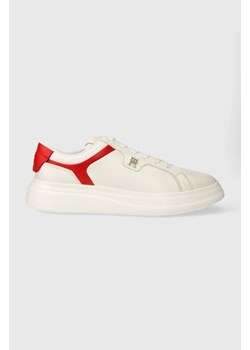 Tommy Hilfiger sneakersy skórzane POINTY COURT SNEAKER kolor beżowy FW0FW07460 ze sklepu ANSWEAR.com w kategorii Buty sportowe damskie - zdjęcie 166956649