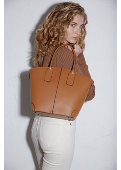 Estro: Brązowa torebka damska typu shopper z włoskiej skóry naturalnej ze sklepu Estro w kategorii Torby Shopper bag - zdjęcie 166967959