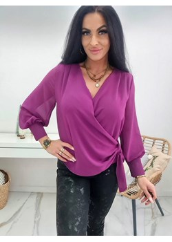 wizytowa damska bluzka koszula festival z wiązaniem - purpura ze sklepu STYLOWO w kategorii Bluzki damskie - zdjęcie 166975458