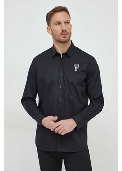 Karl Lagerfeld koszula męska kolor czarny regular z kołnierzykiem klasycznym ze sklepu ANSWEAR.com w kategorii Koszule męskie - zdjęcie 166976979