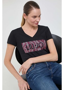 Liu Jo t-shirt bawełniany damski kolor czarny ze sklepu ANSWEAR.com w kategorii Bluzki damskie - zdjęcie 166977519