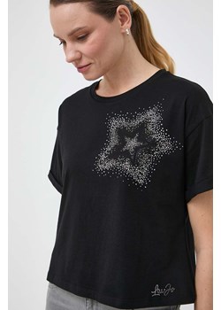 Liu Jo t-shirt bawełniany damski kolor czarny ze sklepu ANSWEAR.com w kategorii Bluzki damskie - zdjęcie 166977529