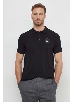 Karl Lagerfeld polo męski kolor czarny z aplikacją ze sklepu ANSWEAR.com w kategorii T-shirty męskie - zdjęcie 166985688