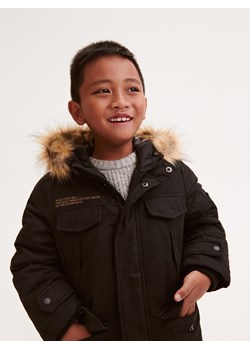 Reserved - Ocieplany płaszcz z kapturem - czarny ze sklepu Reserved w kategorii Kurtki chłopięce - zdjęcie 166987738