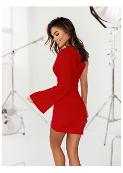 Elegancka sukienka na jedno ramię - AMALIBA - czerwona ze sklepu magmac.pl w kategorii Sukienki - zdjęcie 166998647