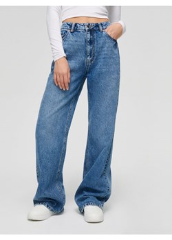 Jeansy wide leg z wysokim stanem i efektem sprania niebieskie ze sklepu House w kategorii Jeansy damskie - zdjęcie 167335989